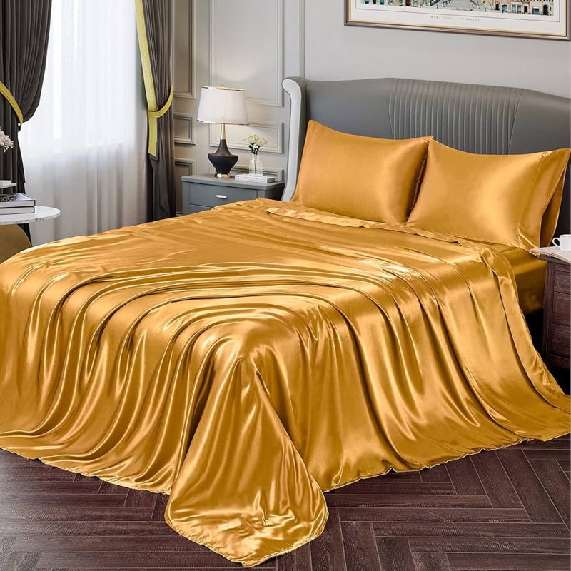 Sheet Set: High Sheen Finish & Vibrant Hue - Silky Soft Satin Sheets