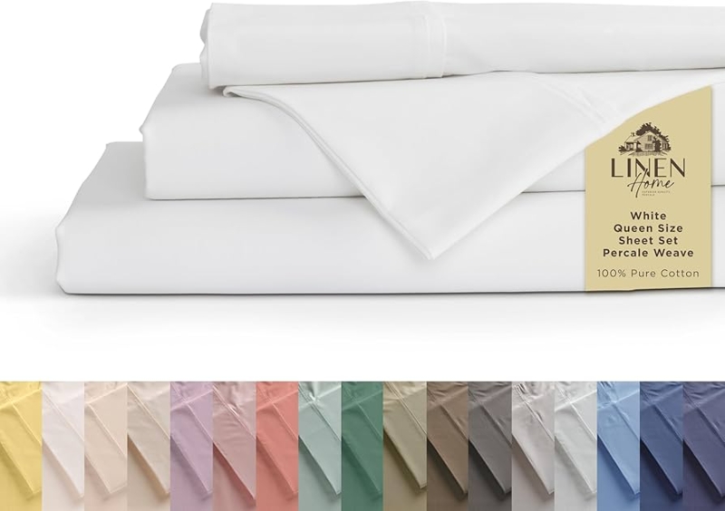 Sheet Set in Bright Crisp White Percale for Airy Scandi Style