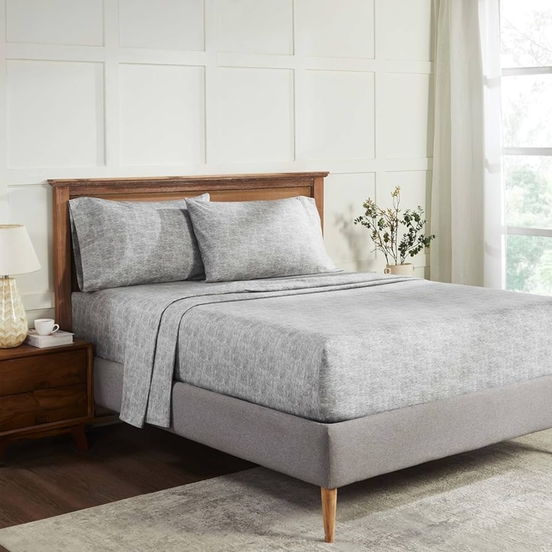 Sheet Set in Charcoal Melange: Cozy Charcoal Flannel Bedding Texture