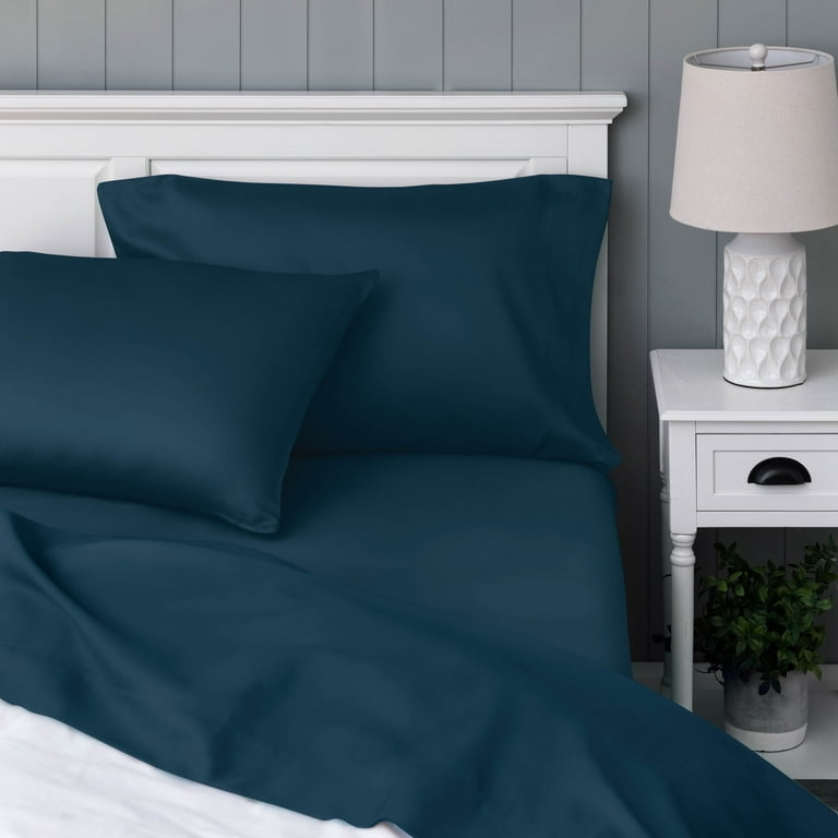 Sheet Set in Matte Dusty Blue Cotton for Serene Bedroom Styling