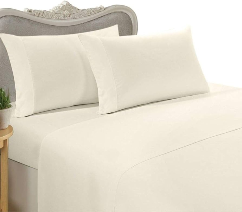 Sheet Set Ivory Sateen Weave Deep Pocket Cotton Fabric