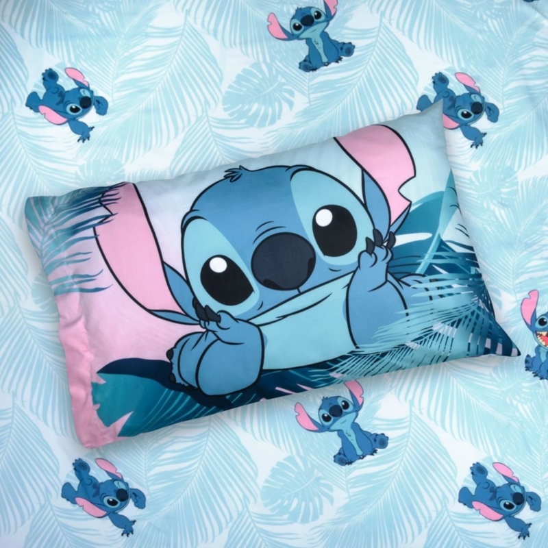 Sheet Set Light Blue Tropical Floral Stitch Character Print Whimsical