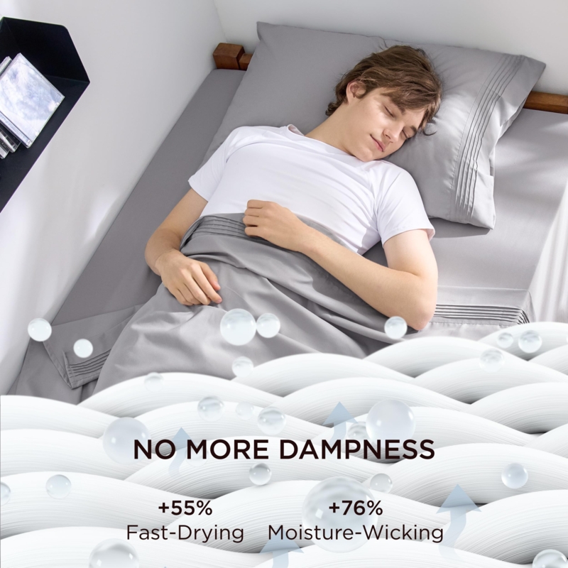 Sheet Set Light Grey Monochromatic Grey Matte Finish Neat Drape