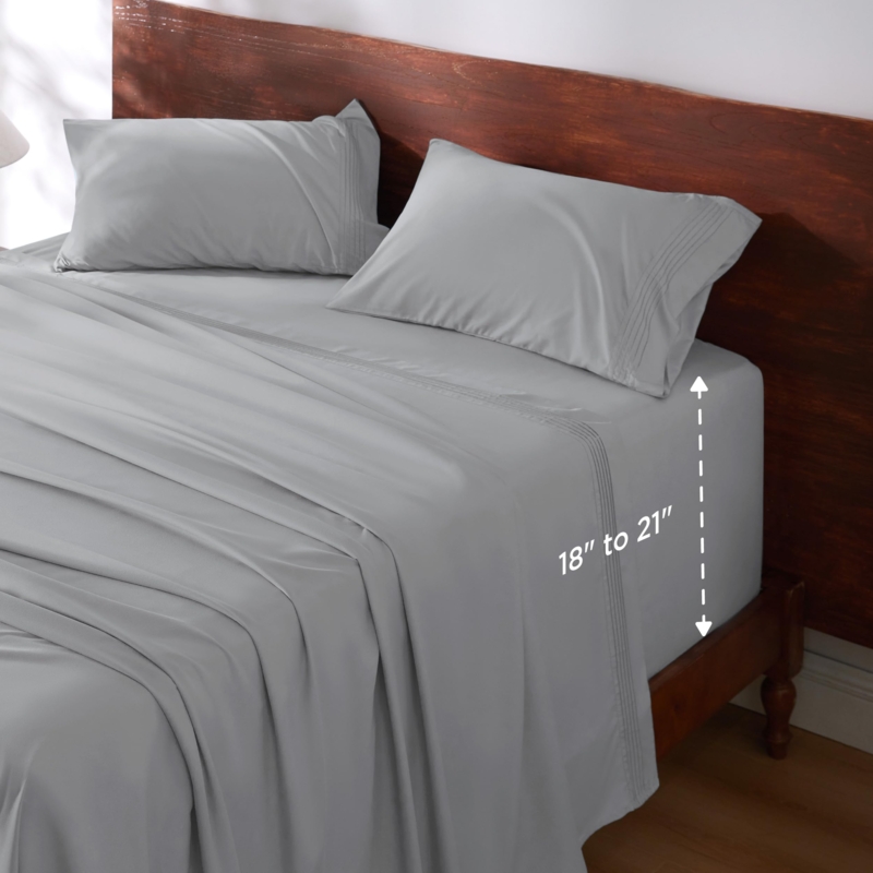 Sheet Set Monochromatic Charcoal Grey Matte Sheen Deep Pocket Fabric