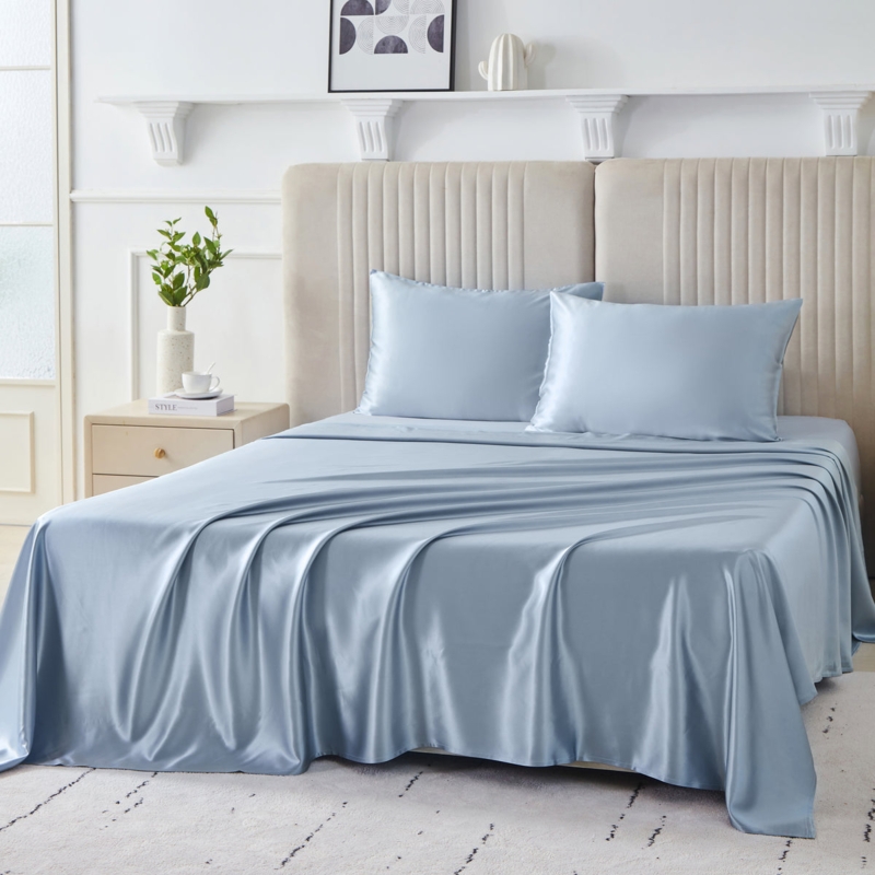 Sheet Set Moody Blue Bedroom Styling Silk Lustrous Glam