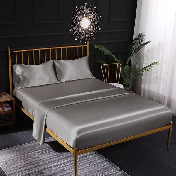 Sheet Set Navy Blue Hue Glossy Satin Like Navy Blue Satin Bedding