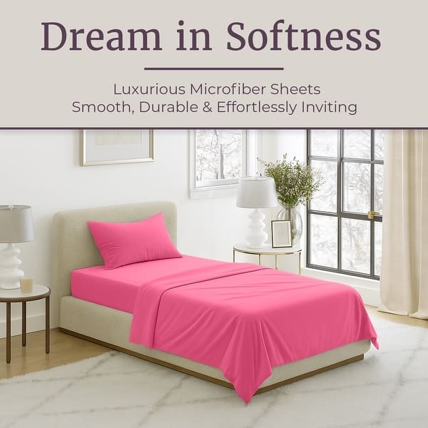 Sheet Set: Neatly Folded Stack in Soft Pastel Pink Hue.