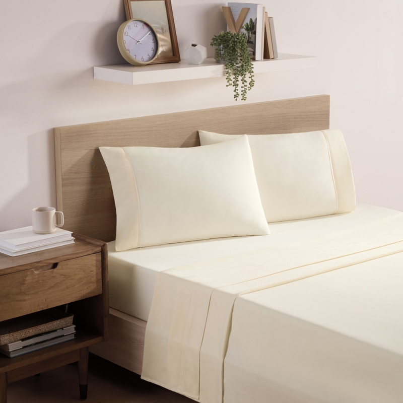 Sheet Set Neutral Layering Microfiber Finish Sophisticated Bedding