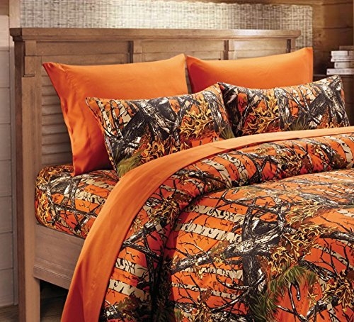 Sheet Set Orange Camo Woodland Camouflage Sheet Set Rustic