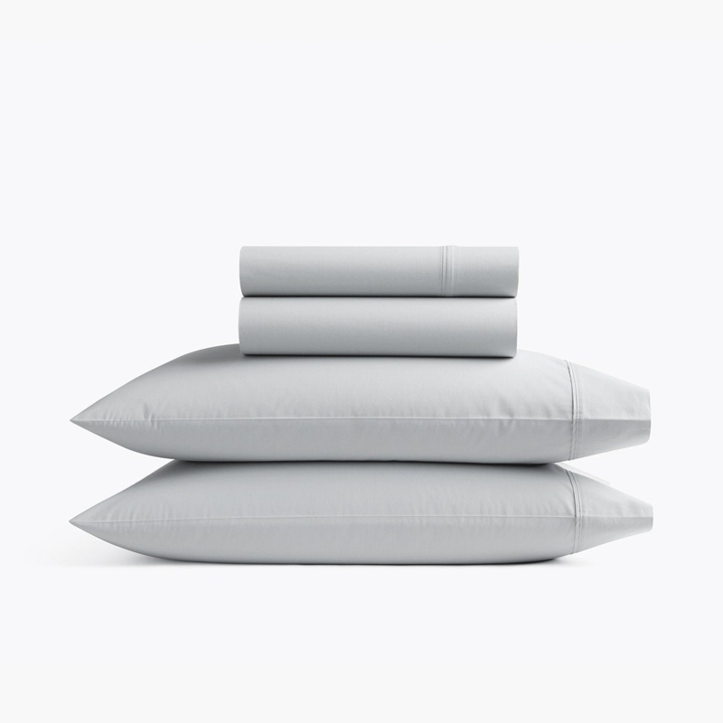Sheet Set Oyster Gray Percale Weave Matte Crisp Minimalist Bedding