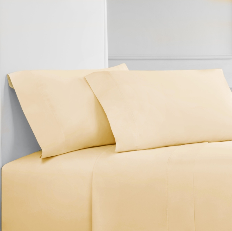 Sheet Set Pale Yellow 400 Thread Count Cotton Pleated Hem