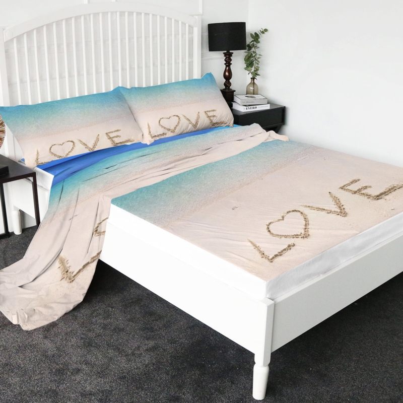 Sheet Set Photographic Print Ocean Sheet Set Sandy Beach Scene Turquoise