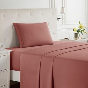 Sheet Set Pink Clay with Triple Line Embroidery