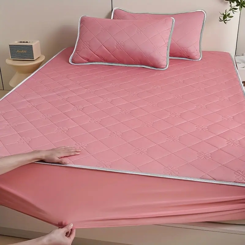 Sheet Set Quilted Lattice Texture Sage Green Matte Sheen Bedding