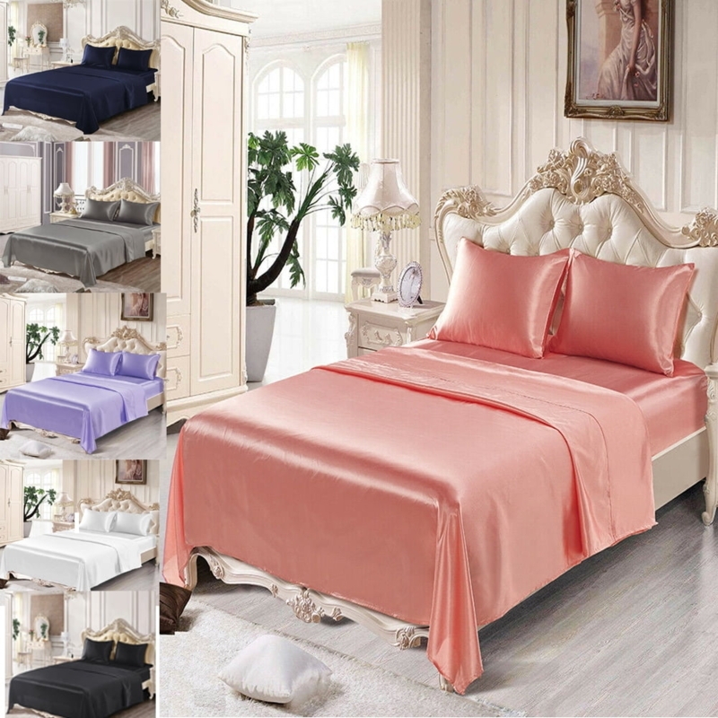 Sheet Set Rose Pink Monochromatic Satin Glam Bedroom Bedding Ideas
