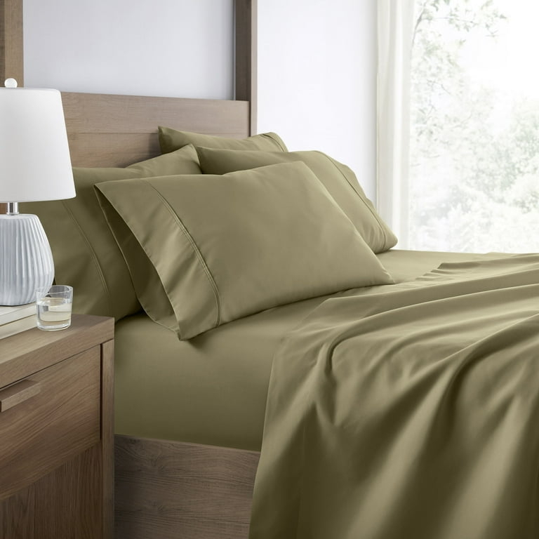 Sheet Set Sage Green Microfiber Solid Color Queen Bed
