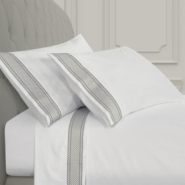 Sheet Set Shimmering Damask Scroll Motif Sateen Traditional