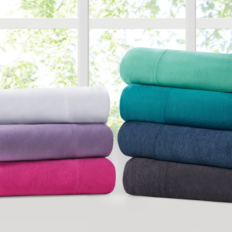 Sheet Set Silver Gray Heathered Jersey Knit Soft Drape