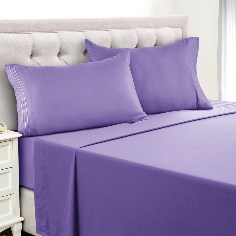 Sheet Set Six Piece Vibrant Purple Microfiber Deep Pocket