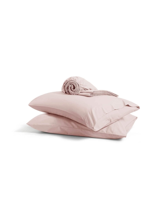 Sheet Set Sky Blue Crisp Percale Texture Cotton Look Matte