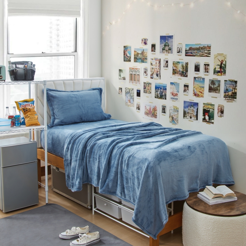 Sheet Set Smoke Blue Ultra Plush Texture Velvety Surface Cozy Bedroom