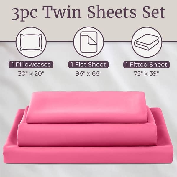 Sheet Set: Solid Pink Minimalist Bedding Layers with Smooth Texture.