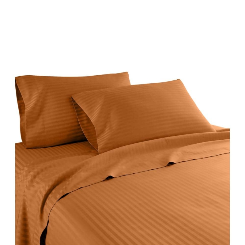 Sheet Set Spice Color Dobby Stripe Cotton Subtle Sheen