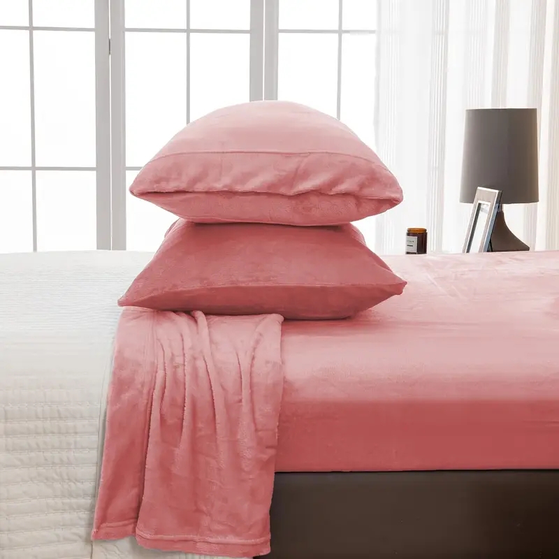 Sheet Set Teal Elastic Corner Straps Cozy Velvet Bedding Set