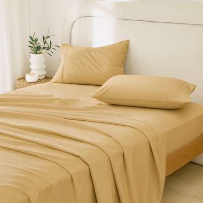 Sheet Set Vibrant Gold Hue Lustrous Sateen Cotton