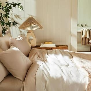 Sheet Set Warm Grey Hue Sateen Sheen Lustrous Cotton Bedding