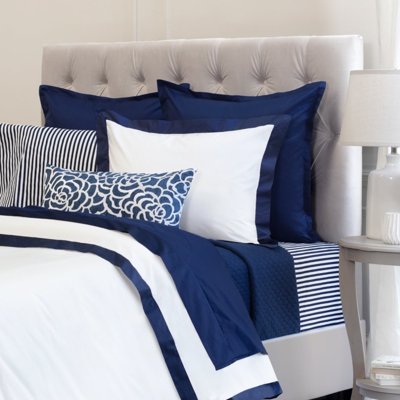 Sheet Set with Navy Linden Stripes, Coastal Bedding.