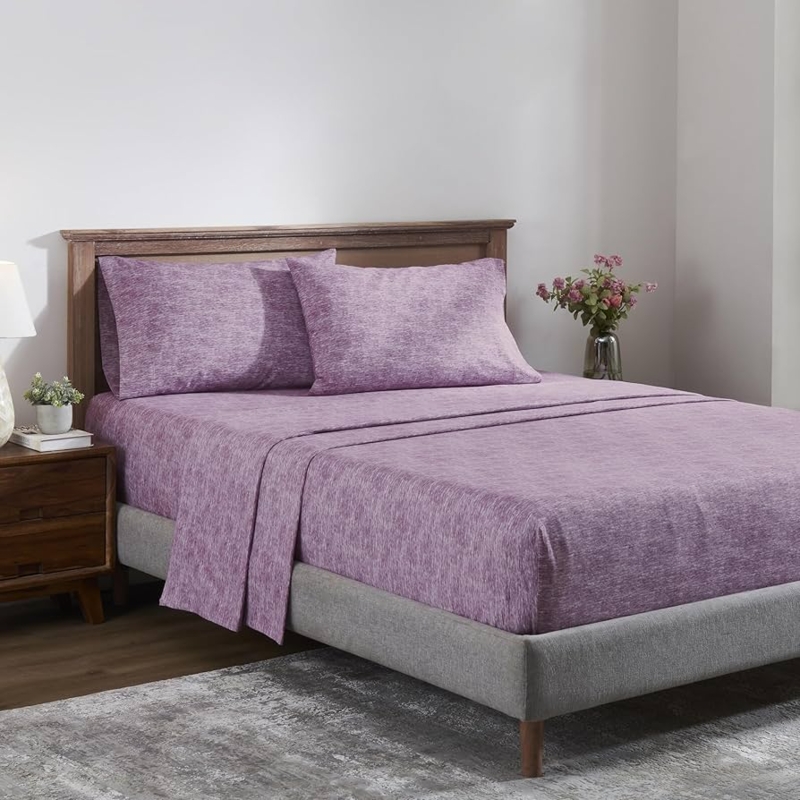 Sheet Set with Piped Edge Detail: Cozy Plum Flannel Bedding Set