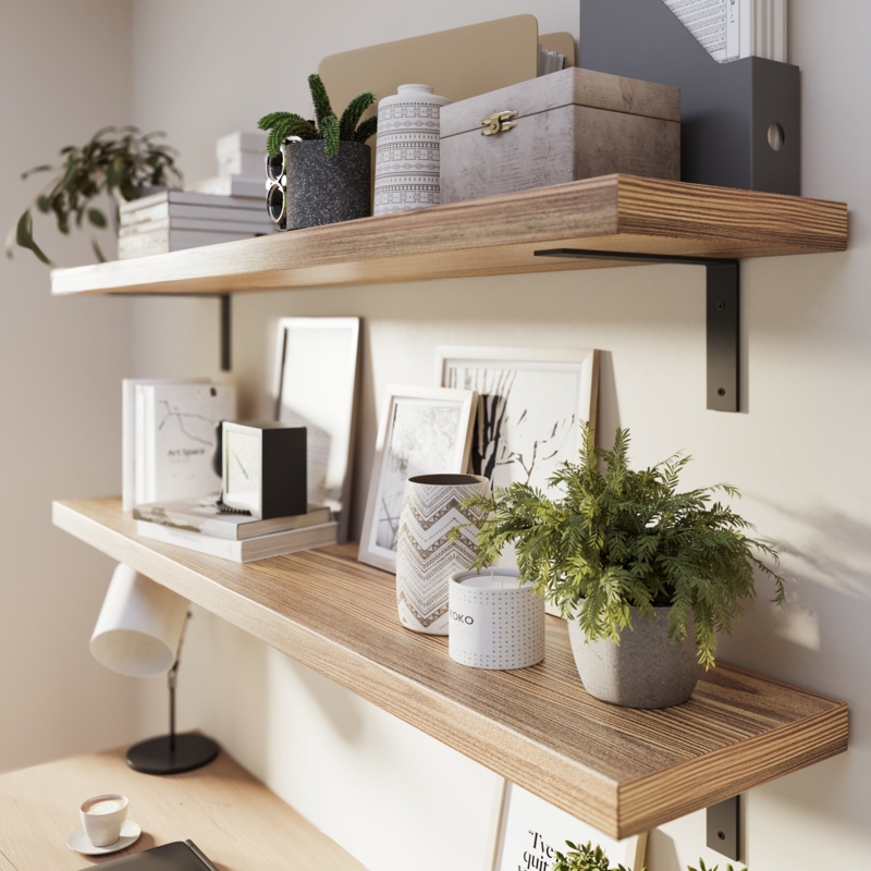 Shelf Bracket Exposed Hardware Look Matte Black Industrial