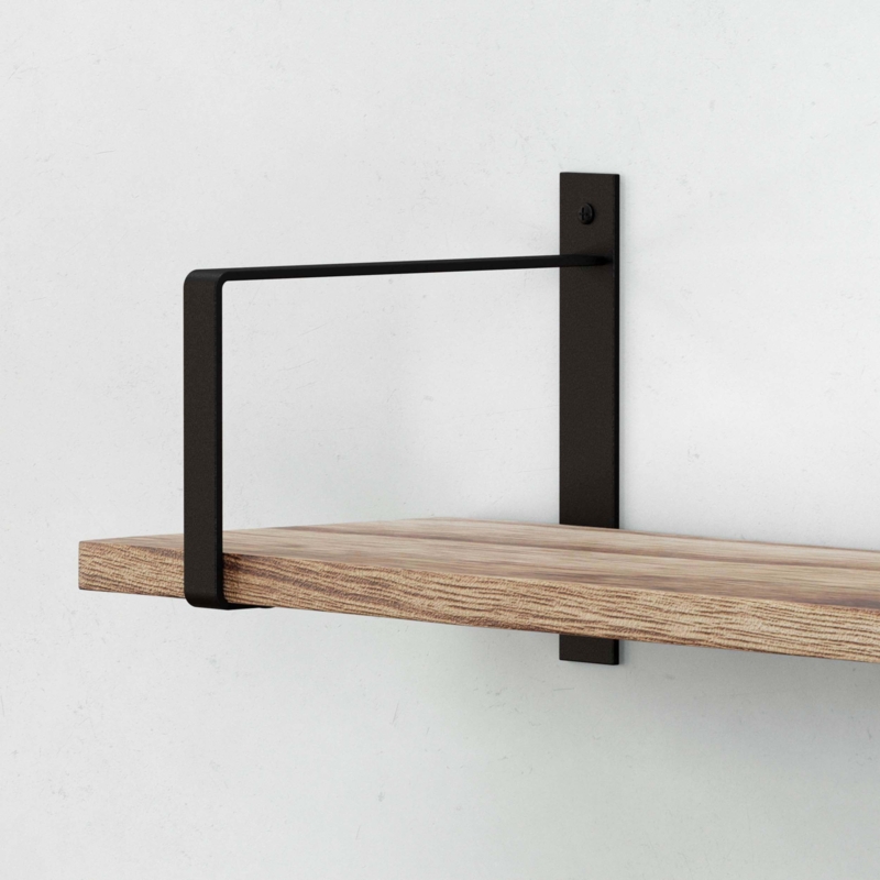 Shelf Bracket Rectangular Form Matte Black Minimalist