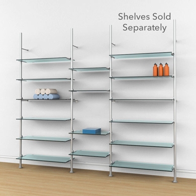 Shelving Unit Three Column Layout Adjustable Silver Brackets