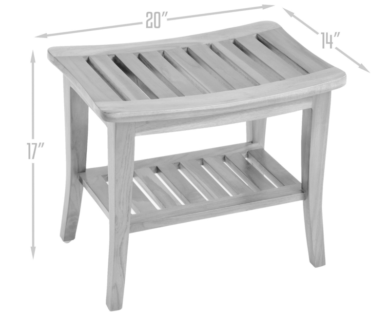 Shower Bench Arched Legs Reddish Brown Waterproof Wooden Spa Stool