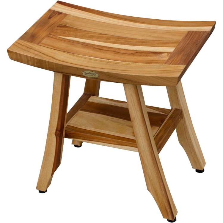 Shower Bench Compact Design Four Legs Slatted Shelf Spa Style