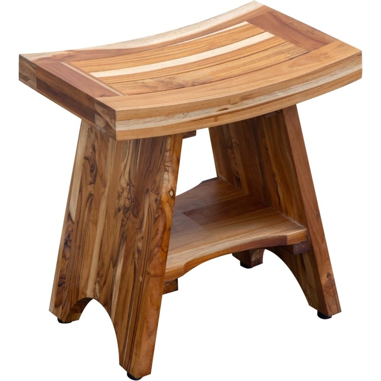 Shower Bench Natural Finish Flared Legs Zen Bathroom Seating