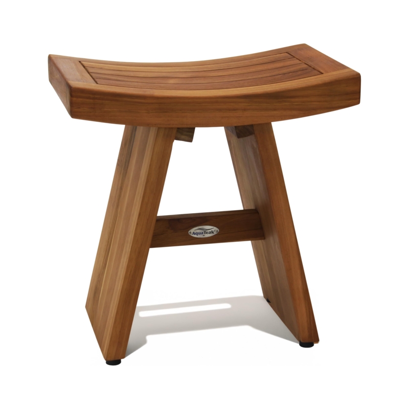 Shower Bench Tapered Legs Stretchers Zen Bathroom Spa Seating Idea
