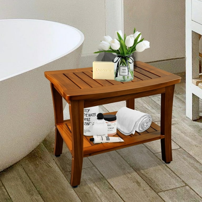 Shower Bench Teak Teak Shower Bench 24 Inch For Bathroom, Spa Fully  Assembled, The