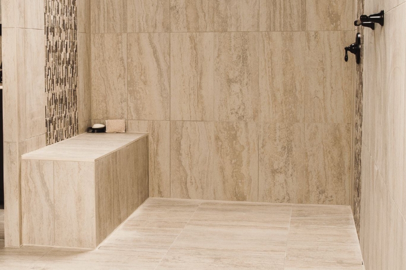 Shower Bench Waterproof Core Curbless Entry Modern Walk In Seating