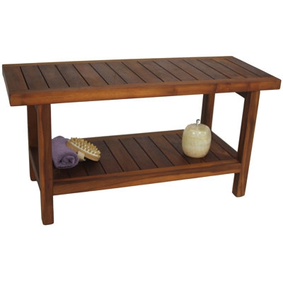 Shower Bench with Flared Legs and Slatted Seat for Spa Bathroom