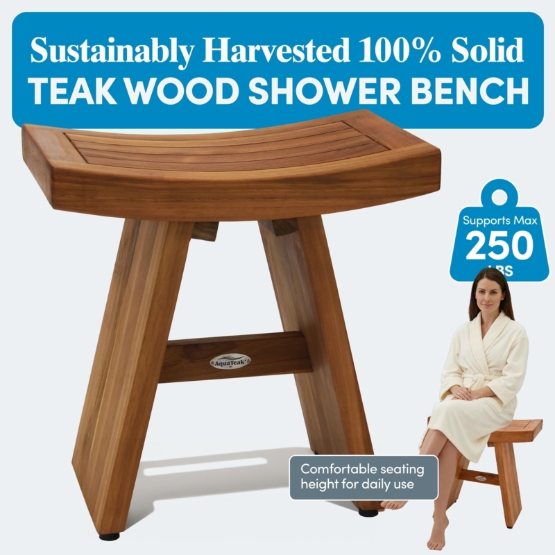 Shower Bench With Saddle Seat Curve And Integrated Carrying Handle