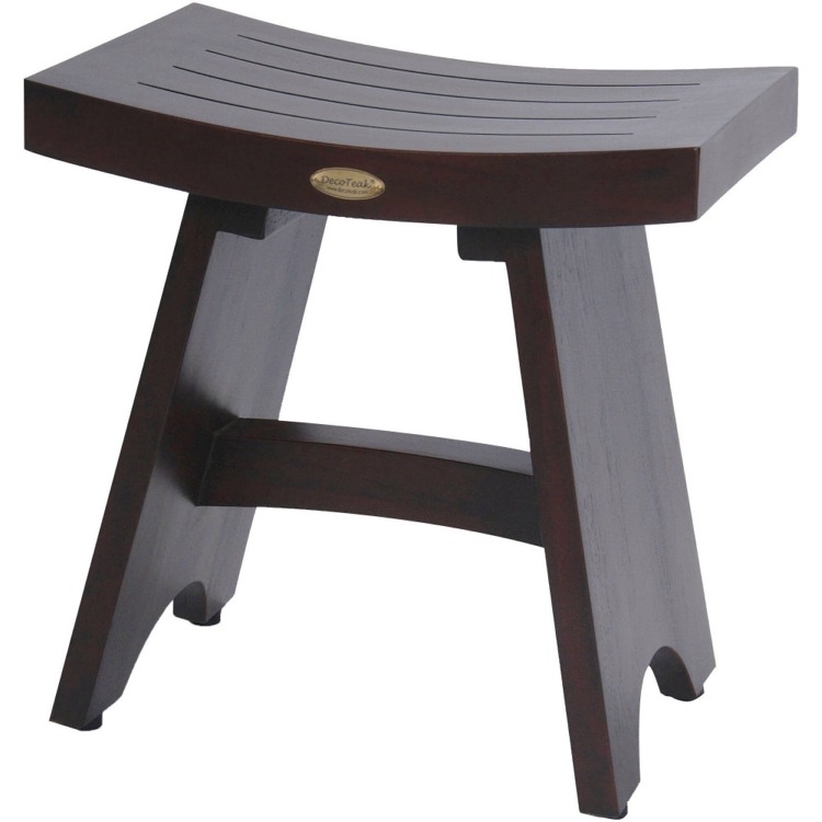 Shower Bench Woodland Brown Finish Curved Silhouette Spa Style