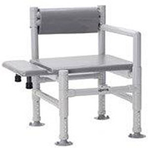 Shower Chair with Integrated Armrests and Curved Backrest.