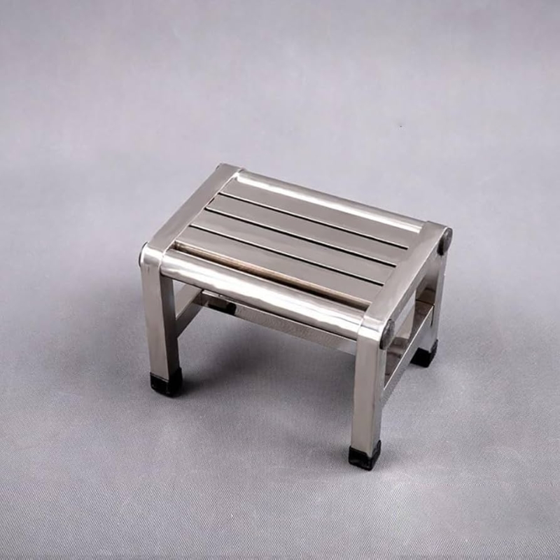 Shower Stool with Curved Seat and Integrated Handle.