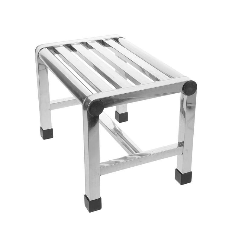 Shower Stool with Two-Tier Design and Slotted Surface.