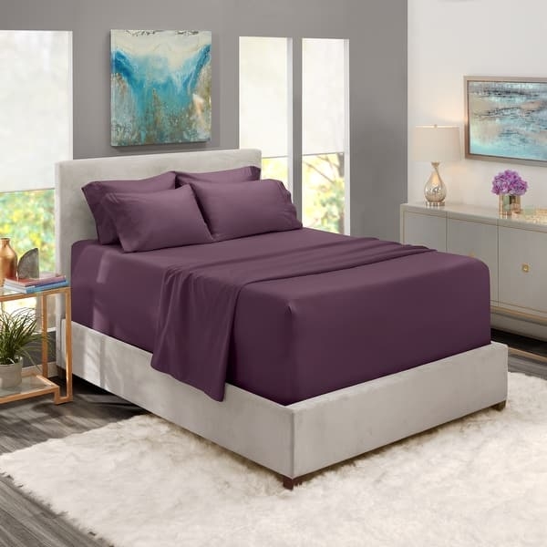 Silver Gray Bed Sheet Set Lustrous Finish Four Pillowcases
