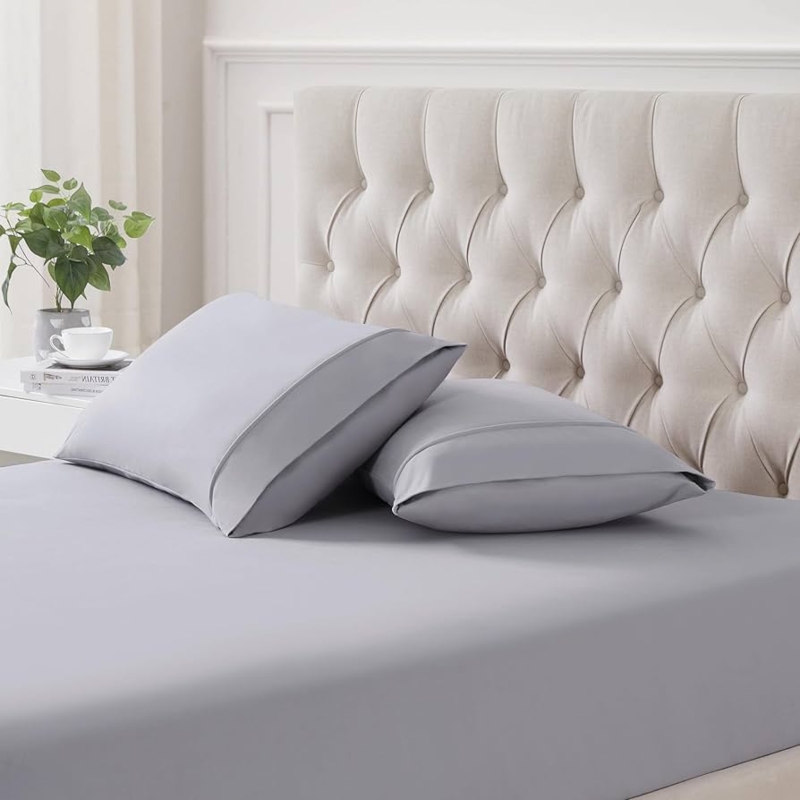 Silver Gray Flannel Pillowcase Set Brushed Warm Fabric
