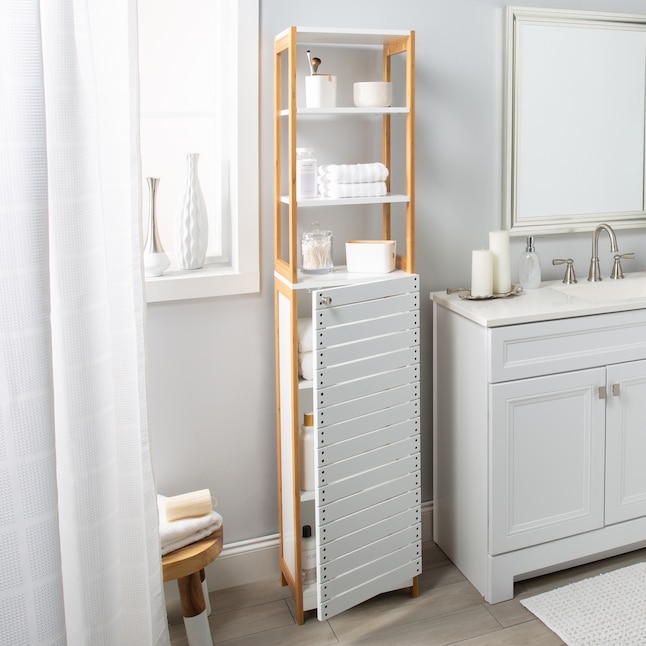 Six-Tier Freestanding Shelf Unit with Slatted Shelves